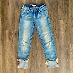 ZARA Embellished Distressed Jeans